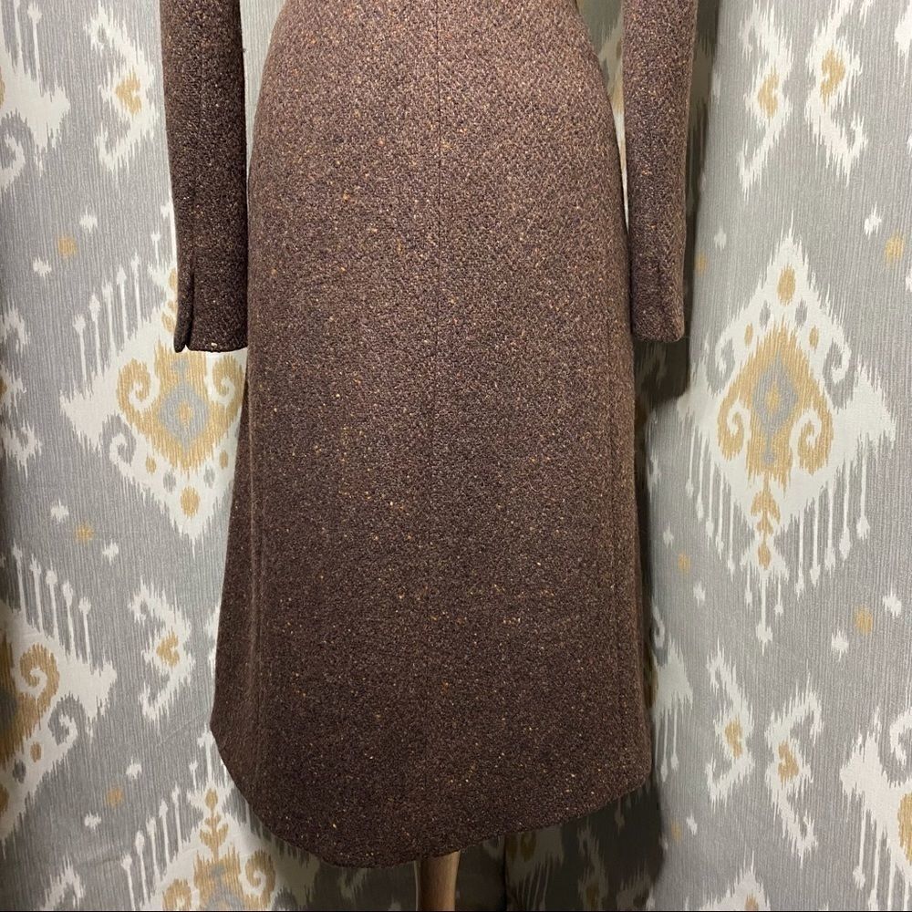 Ralph Lauren Cocoa Brown Lamb Tweed & Opossum Collar Full Length Coat - Picture 15 of 16